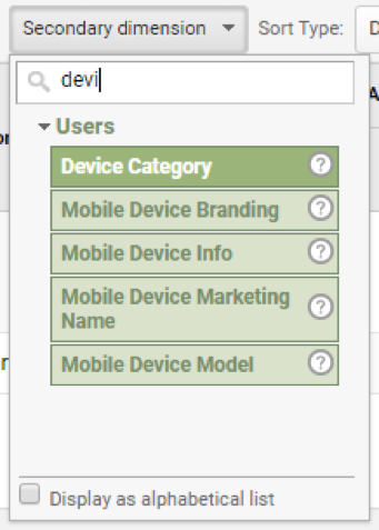 device categories in google Analytics