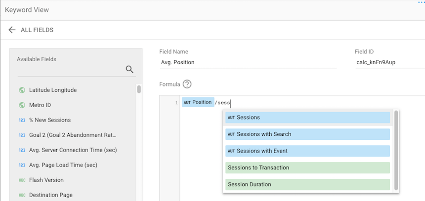 formulas in data studio metric creator