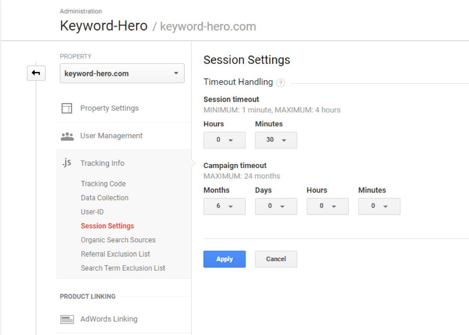 session time out in Google Analytics